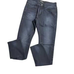 Dark wash straight leg denim